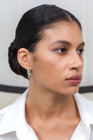 Hoops & Loops 925 Sterling Silver Diamond-Cut Earrings for Women ، 15mm-50mm in Kuwait