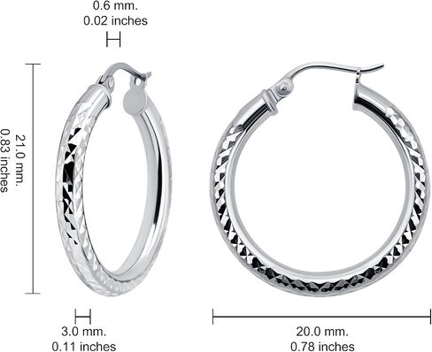 Hoops & Loops 925 Sterling Silver Diamond-Cut Earrings for Women ، 15mm-50mm in Kuwait