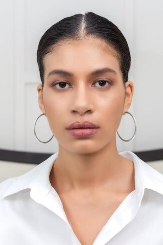 Hoops & Loops 925 Sterling Silver Diamond-Cut Earrings for Women ، 15mm-50mm in Kuwait