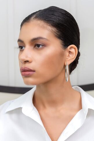 Hoops & Loops 925 Sterling Silver Diamond-Cut Earrings for Women ، 15mm-50mm in Kuwait