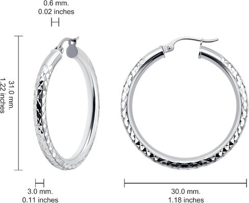 Hoops & Loops 925 Sterling Silver Diamond-Cut Earrings for Women ، 15mm-50mm in Kuwait