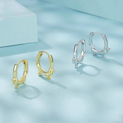 Silver Dachshund Dog Hoop Earrings, S925 Small Cute Animal Design, Fashion Jewelry for Women in Saudi Arabia