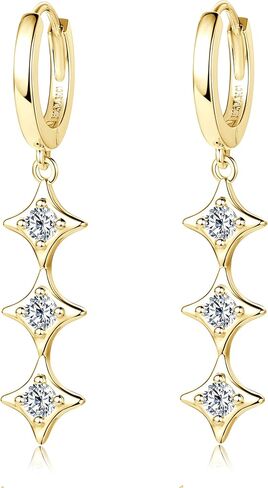أقراط مويسانيت ستار إسقاط ، 0.6CTTW D COLOR VVS1 Moissanites ، 925 Sterling Silver Star Drop أقراط للنساء هدايا مجوهرات أعياد الميلاد in Kuwait