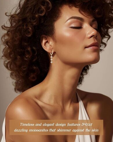 أقراط مويسانيت ستار إسقاط ، 0.6CTTW D COLOR VVS1 Moissanites ، 925 Sterling Silver Star Drop أقراط للنساء هدايا مجوهرات أعياد الميلاد in Kuwait