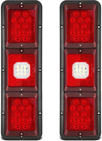 Partsam 2x LED Triple Tail Lights Rectangle Vertical Mount 40 LEDs Trailers Trucks Campers RVs Stop Turn Backup Reverse Tail Lights w Gasket Black Base Red/Clear Lens 12V in Saudi Arabia