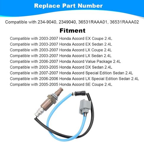 jdmon 1pcs مستشعر Oxygen O2 في المنبع للاستبدال لعام 2003-2007 هوندا أكورد 2.4L متوافق مع 234-9040 ، 2349040 ، 36531Raa01 in Saudi Arabia