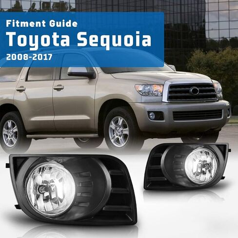 AUTOWIKI Fog Lights For Toyota Sequoia 2008-2017 OEM Fog Lamps Replacement Clear Lens 2PCS With H10 12V 42W Bulbs (Switch and Wiring Kit Included) in Saudi Arabia