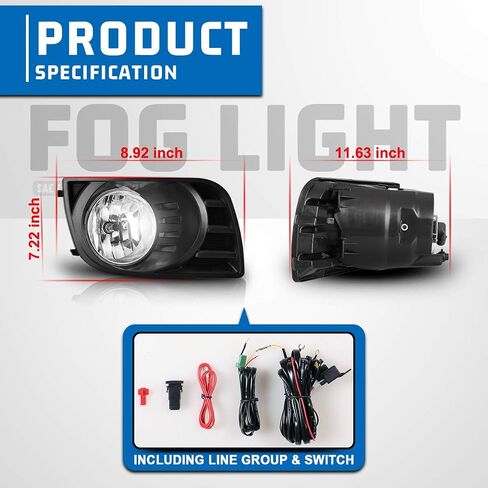 AUTOWIKI Fog Lights For Toyota Sequoia 2008-2017 OEM Fog Lamps Replacement Clear Lens 2PCS With H10 12V 42W Bulbs (Switch and Wiring Kit Included) in Saudi Arabia