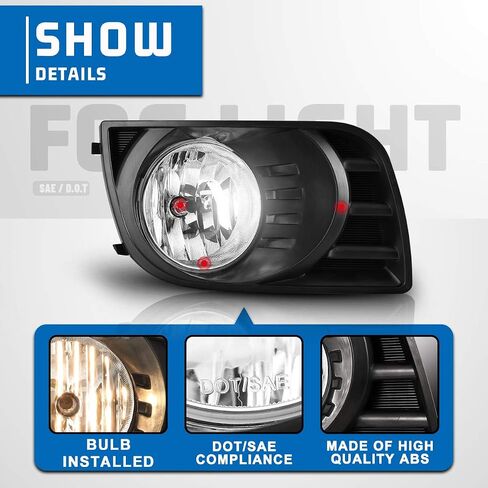 AUTOWIKI Fog Lights For Toyota Sequoia 2008-2017 OEM Fog Lamps Replacement Clear Lens 2PCS With H10 12V 42W Bulbs (Switch and Wiring Kit Included) in Saudi Arabia