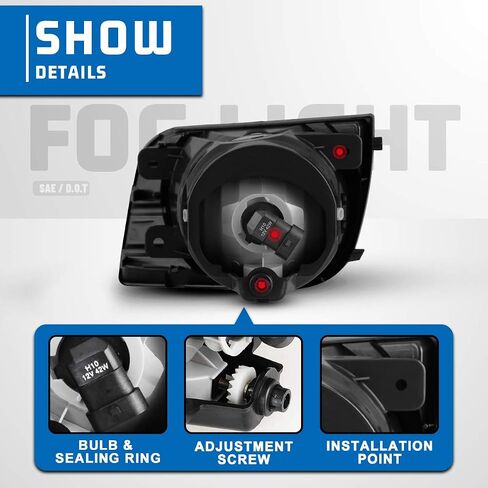 AUTOWIKI Fog Lights For Toyota Sequoia 2008-2017 OEM Fog Lamps Replacement Clear Lens 2PCS With H10 12V 42W Bulbs (Switch and Wiring Kit Included) in Saudi Arabia