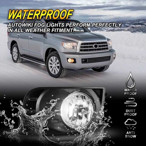AUTOWIKI Fog Lights For Toyota Sequoia 2008-2017 OEM Fog Lamps Replacement Clear Lens 2PCS With H10 12V 42W Bulbs (Switch and Wiring Kit Included) in Saudi Arabia