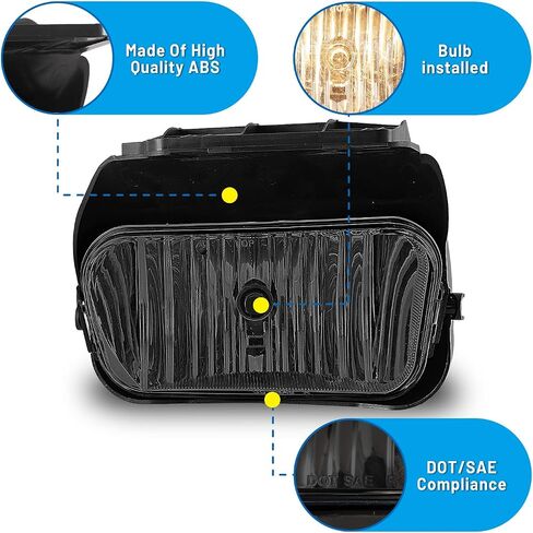 Fog Lights fit for 2003-2007 Chevy Silverado 2002-2006 Chevy Avalanche (w/o Body Cladding) Lamps Assembly Driver Passenger Replacement Smoke in Saudi Arabia