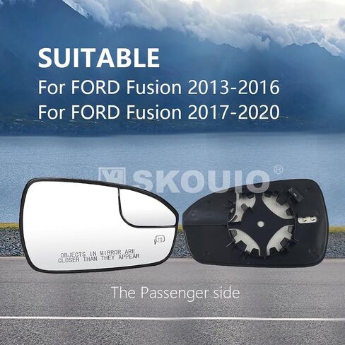 الزجاج البديل للمرآة الجانبية للركاب لـ Ford Fusion 2013-2020 ، Power Power Power مسخن يمين Glass Live Mirror For Ford Fusion 2013 2015 2015 2017 2018 2019 2020 in Kuwait