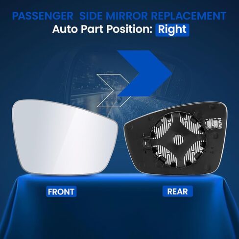 سائق الجانب الأيسر الزجاج المرآة المدفأة 561857521A 561857522A متوافق مع فولكس واجن VW PASSAT 2012-2015 ، سائق الجانب الأيسر الخلفي محدب الرؤية الخلفية مرآة مع دعم in Saudi Arabia