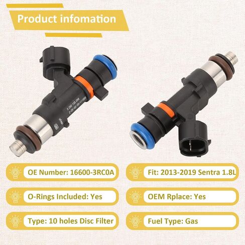 16600-3RC0A OE 1.8L Fuel Injectors,Compatible with/Nissan 1.8 Sentra 2013 2014 2015 2016 2017 2018 2019 |10 Holes| |Set of 4| in Saudi Arabia