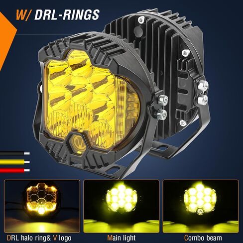 AUTOXBERT 7 Inch White Round LED Offroad Light, 90W LED Driving Light with DRL, Spot Flood Combo Beam Fog Lights for Jeep, Truck, ATV, SUV, UTV, Pickup, F150, 1Pcs in Saudi Arabia