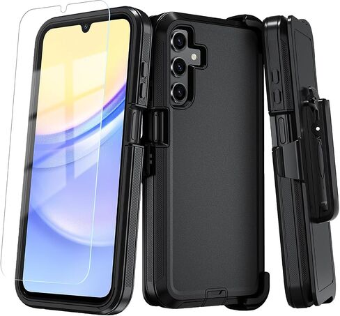 Qinmay Phone Case for Samsung Galaxy A16 5G Case with HD Screen Protector, Heavy Duty Shockproof & Dropproof 3-Layer Cover Phone Case for Galaxy A16,WineRedPink in Kuwait