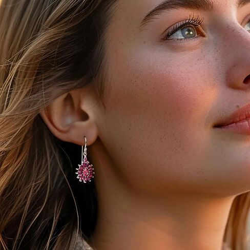 Ross-Simons 1.60 ct. t.w. Rhodolite Garnet and .80 ct. t.w. Pink Topaz Flower Drop Earrings in Sterling Silver in Saudi Arabia