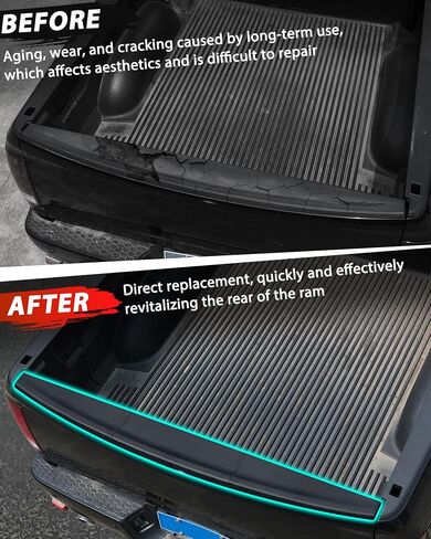 Center Tailgate Spoiler Molding Cap for 2009-2019 Dodge Ram 1500, Combined Smooth Finish Flex Step Cap Top Molding Protector Cover for 2010-2018 Dodge Ram 2500 3500 Accessories (3PCS) in Saudi Arabia