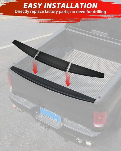 Center Tailgate Spoiler Molding Cap for 2009-2019 Dodge Ram 1500, Combined Smooth Finish Flex Step Cap Top Molding Protector Cover for 2010-2018 Dodge Ram 2500 3500 Accessories (3PCS) in Saudi Arabia