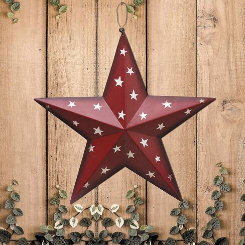 Patriotic Metal Star Wall Art Decor, Rustic 3D Barn Star Hanging American Decor for Door Porch 4th of July Memorial Day Labor Day Venerans Decoration (Black) in Kuwait