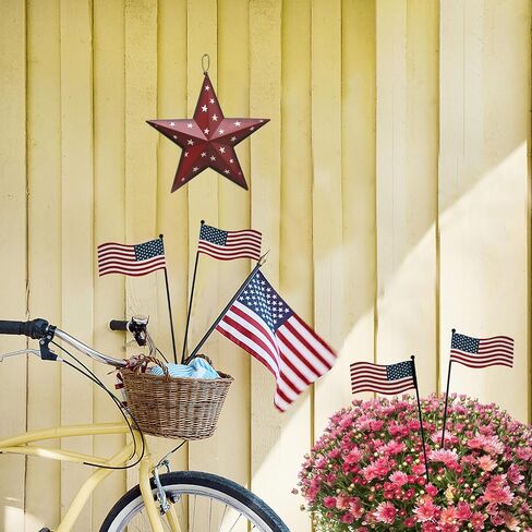 Patriotic Metal Star Wall Art Decor, Rustic 3D Barn Star Hanging American Decor for Door Porch 4th of July Memorial Day Labor Day Venerans Decoration (Black) in Kuwait