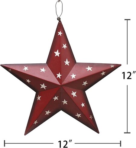 Patriotic Metal Star Wall Art Decor, Rustic 3D Barn Star Hanging American Decor for Door Porch 4th of July Memorial Day Labor Day Venerans Decoration (Black) in Kuwait