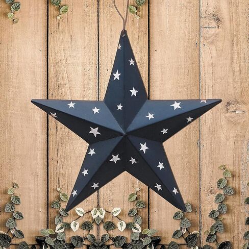 Patriotic Metal Star Wall Art Decor, Rustic 3D Barn Star Hanging American Decor for Door Porch 4th of July Memorial Day Labor Day Venerans Decoration (Black) in Kuwait
