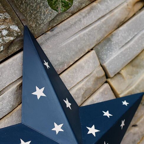Patriotic Metal Star Wall Art Decor, Rustic 3D Barn Star Hanging American Decor for Door Porch 4th of July Memorial Day Labor Day Venerans Decoration (Black) in Kuwait
