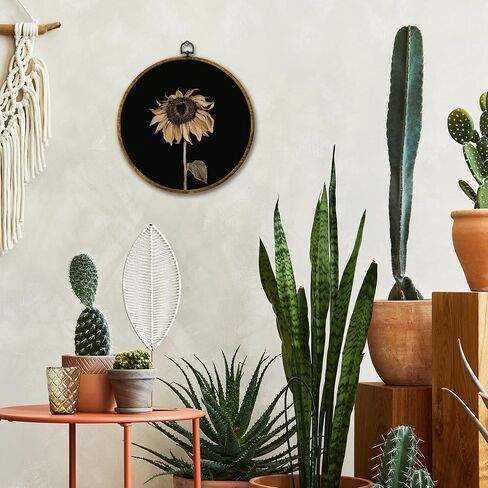 Mcehtle Vintage Cottagecore Botanical Wildflower Wall Art Decor, Botanical Neutral Framed Canvas Prints 10x10, Farmhouse Country Flower Round Wall Hanging Artwork Decorations for Bedroom Living Room in Saudi Arabia