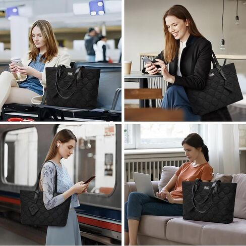 BOYATU Tote Bag for Women: Quilted Tote Bags with Zipper for Travel, Work, Gym, School - Puffer Bag with Compartments in Saudi Arabia