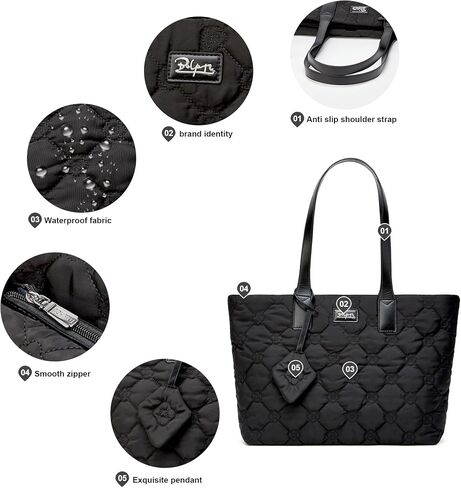 BOYATU Tote Bag for Women: Quilted Tote Bags with Zipper for Travel, Work, Gym, School - Puffer Bag with Compartments in Saudi Arabia