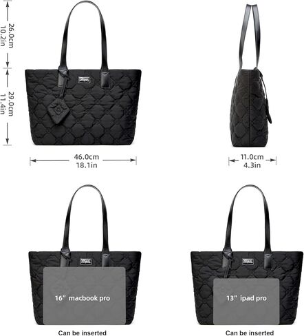 BOYATU Tote Bag for Women: Quilted Tote Bags with Zipper for Travel, Work, Gym, School - Puffer Bag with Compartments in Saudi Arabia