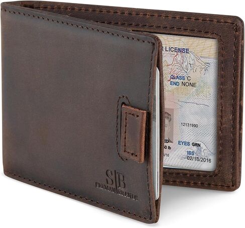 SERMAN BRANDS RFID Blocking Slim Money Clip Wallet – Leather Bifold Front Pocket Minimalist Mens Wallet with Money Clip for Men, Small Credit Card Holder Wallet - Travel Wallet with Gift Box in Kuwait