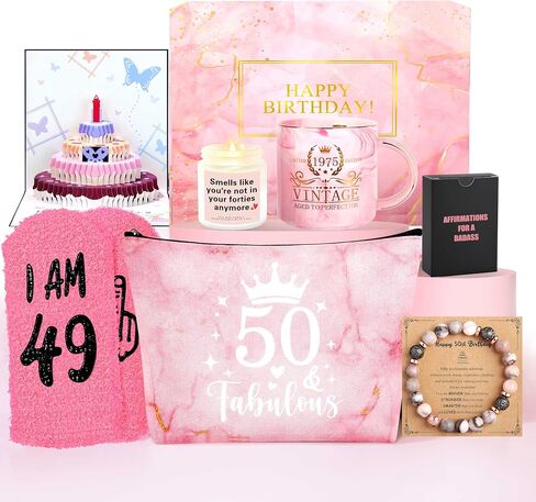 50th Birthday Gifts for Her Unique 50th Birthday Gifts Set for Women 50 Year Old Birthdays Gift for Women 50 and Fabulous Gift for 50th Womens in Saudi Arabia