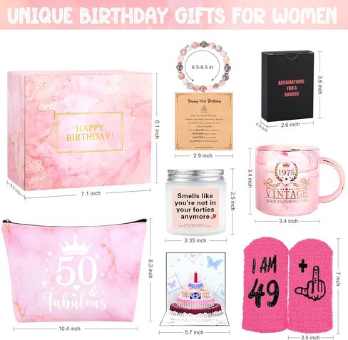 50th Birthday Gifts for Her Unique 50th Birthday Gifts Set for Women 50 Year Old Birthdays Gift for Women 50 and Fabulous Gift for 50th Womens in Saudi Arabia