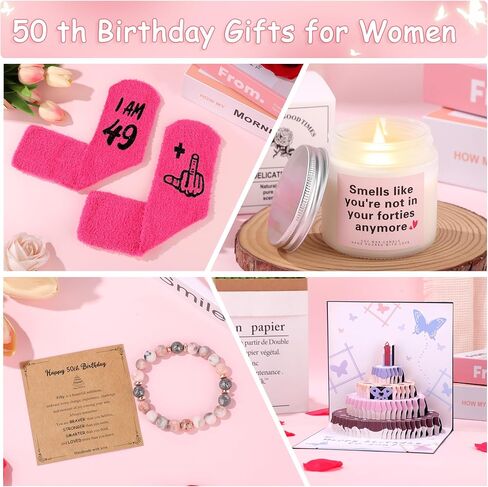 50th Birthday Gifts for Her Unique 50th Birthday Gifts Set for Women 50 Year Old Birthdays Gift for Women 50 and Fabulous Gift for 50th Womens in Saudi Arabia