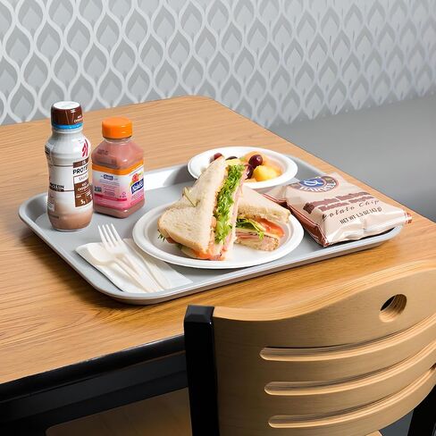 OCS Parts 14" x 18" Forest Green Food Trays | 12-Pack | Sturdy, Lightweight No Slip Plastic Food Trays for Home, Cafeteria, Restaurants, Delis, and Bakeries in Kuwait