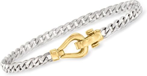 Ross-Simons Sterling Silver Curb-Link Bracelet With 18kt Gold Over Sterling in Saudi Arabia