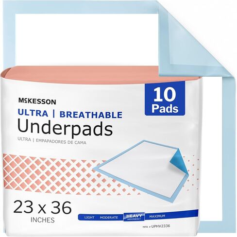 McKesson Ultra Underpads ، وسادات سرير سلس البول 23 "× 36" [60 عدد] ، والامتصاص الثقيل ، ووسادات التخلص من التنفس ، يمكن التخلص منها للبالغين ، والمسنين ، والطفل ، والبال ، والبال. in Kuwait
