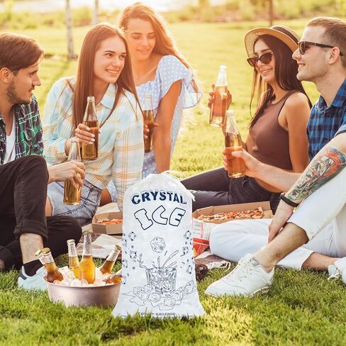 أكياس ثلج بوزن 8 رطل مع رباط، 50 كيس ثلج لآلة الثلج، أكياس مكعبات ثلج شديدة التحمل وقابلة لإعادة الاستخدام، وحدة تخزين محمولة وحافظة للفريزر in Kuwait