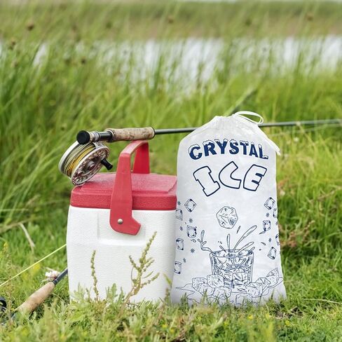 أكياس ثلج بوزن 8 رطل مع رباط، 50 كيس ثلج لآلة الثلج، أكياس مكعبات ثلج شديدة التحمل وقابلة لإعادة الاستخدام، وحدة تخزين محمولة وحافظة للفريزر in Kuwait