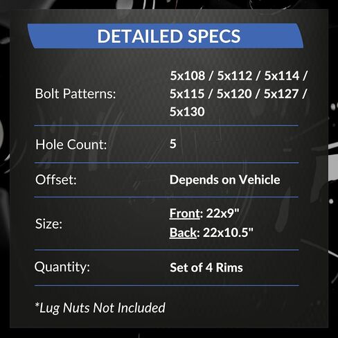 Road Force RF15 - Staggered 22 Inch Wheels (Set of 4 Rims) - Gloss Black Finish - Fits Most Sedans, Coupes, and SUVs - Concave Wheels in Saudi Arabia