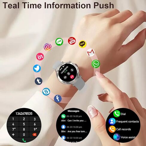 Smart Watch for Women, Fitness Tracker for Android/iOS, 1.19" AMOLED Screen Smartwatches with NFC, Female Cycle, Heart Rate, Sleep Monitor, Activity Tracking (2 Watch Bands) Gold in Saudi Arabia