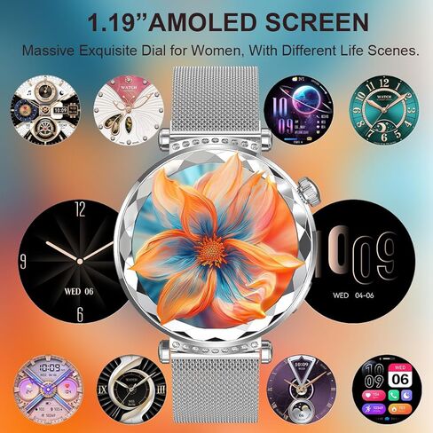 Smart Watch for Women, Fitness Tracker for Android/iOS, 1.19" AMOLED Screen Smartwatches with NFC, Female Cycle, Heart Rate, Sleep Monitor, Activity Tracking (2 Watch Bands) Gold in Saudi Arabia