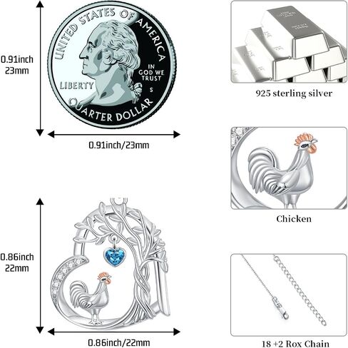 Duck/Chicken/Penguin/Polar Bear Necklace for Women 925 Sterling Silver Tree of Life Animal Necklaces Jewelry Christmas Birthday Gifts for Girlfriend Daughter in Saudi Arabia