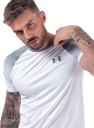 Under Armour MK-1 Dash Printed Mens Active Shirts & Tees Size L, Color: White in Saudi Arabia