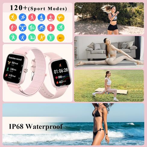 Smart Watches for Women[Answer/Make Calls],1.83" HD Fitness Tracker Watch with Heart Rate/Sleep Monitor, 120+ Sport Modes,IP67 Waterproof Smartwatch for Android Phones iPhone.3 Straps(22mm). in Saudi Arabia