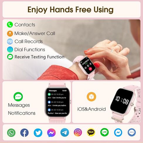 Smart Watches for Women[Answer/Make Calls],1.83" HD Fitness Tracker Watch with Heart Rate/Sleep Monitor, 120+ Sport Modes,IP67 Waterproof Smartwatch for Android Phones iPhone.3 Straps(22mm). in Saudi Arabia