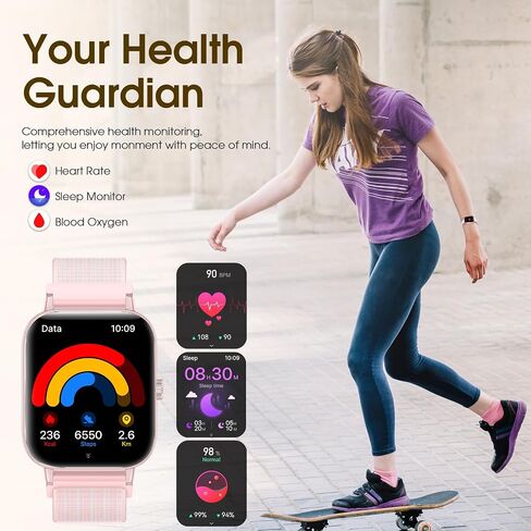 Smart Watches for Women[Answer/Make Calls],1.83" HD Fitness Tracker Watch with Heart Rate/Sleep Monitor, 120+ Sport Modes,IP67 Waterproof Smartwatch for Android Phones iPhone.3 Straps(22mm). in Saudi Arabia